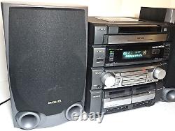 AIWA Z-VR55 Audio System Radio 5 Disc Changer Tape Player with remote. Tested