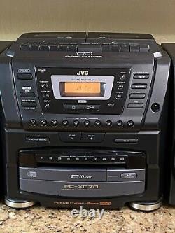 JVC PC-XC70 Stereo System Boombox 10 Disc CD Changer & 2 Cassette Player Tested