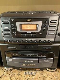 JVC PC-XC70 Stereo System Boombox 10 Disc CD Changer & 2 Cassette Player Tested