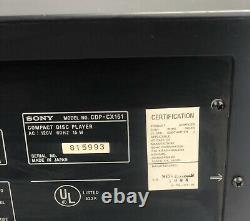 SONY CDP-CX151 CD CHANGER 100 Disc CD Player Tested