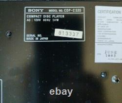Sony CDP-C535 5 Disc Carousel CD Changer Player Compact Disc