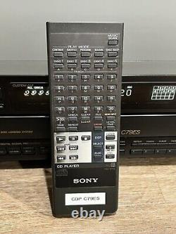 Sony CDP-C79ES VTG Woodgrain CD Player 5 Disc Changer Working With Remote Skipping
