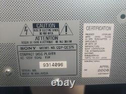 Sony CDP-CE375 5-Disc Carousel CD Changer Player with Remote Vintage 2005 Tested