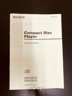 Sony CDP-CE375 5-Disc Changer Compact Disc Player No Remote Tested