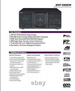 Sony DVP-CX985V DVD/SACD/CD 400 Disc Player Mega Changer Disc Explorer with Remote