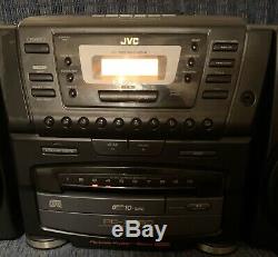Vtg JVC PC-XC60 Stereo Boombox 10 Disc CD Changer & Cassette Player Remote Vgc